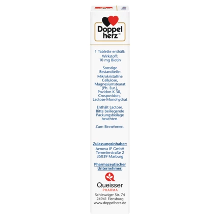 Abbildung der Produktverpackung Doppelherz aktiv Biotin 10 mg Tabletten Seitenansicht links